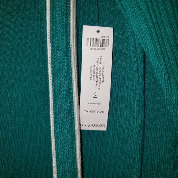 Asymmetrical-Hem Striped Tunic Sweater - Picture 4 of 6